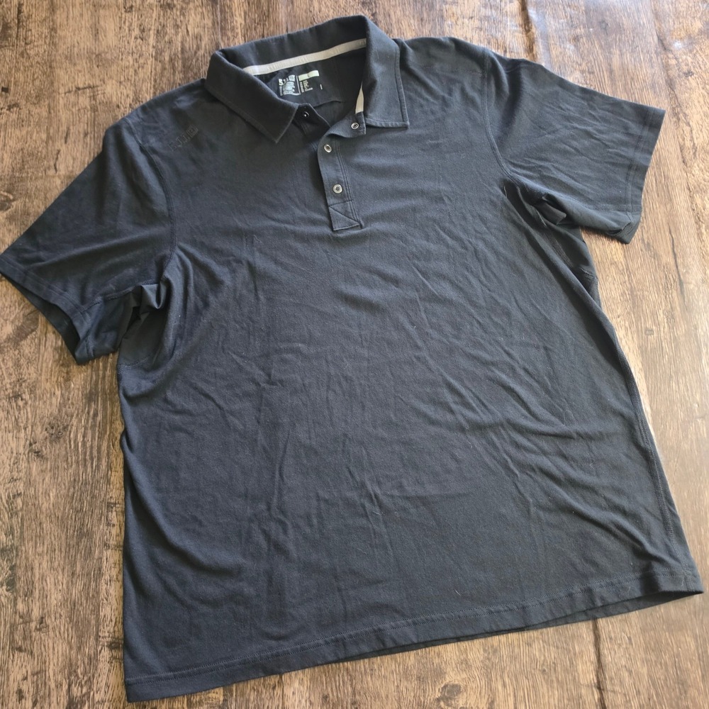 5.11 Tactical‎ Polo Shirt Mens Large Black Short Sleeve Snap Placket Performance